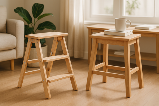 Comparison between a step stool and traditional stool by sinecraft creations