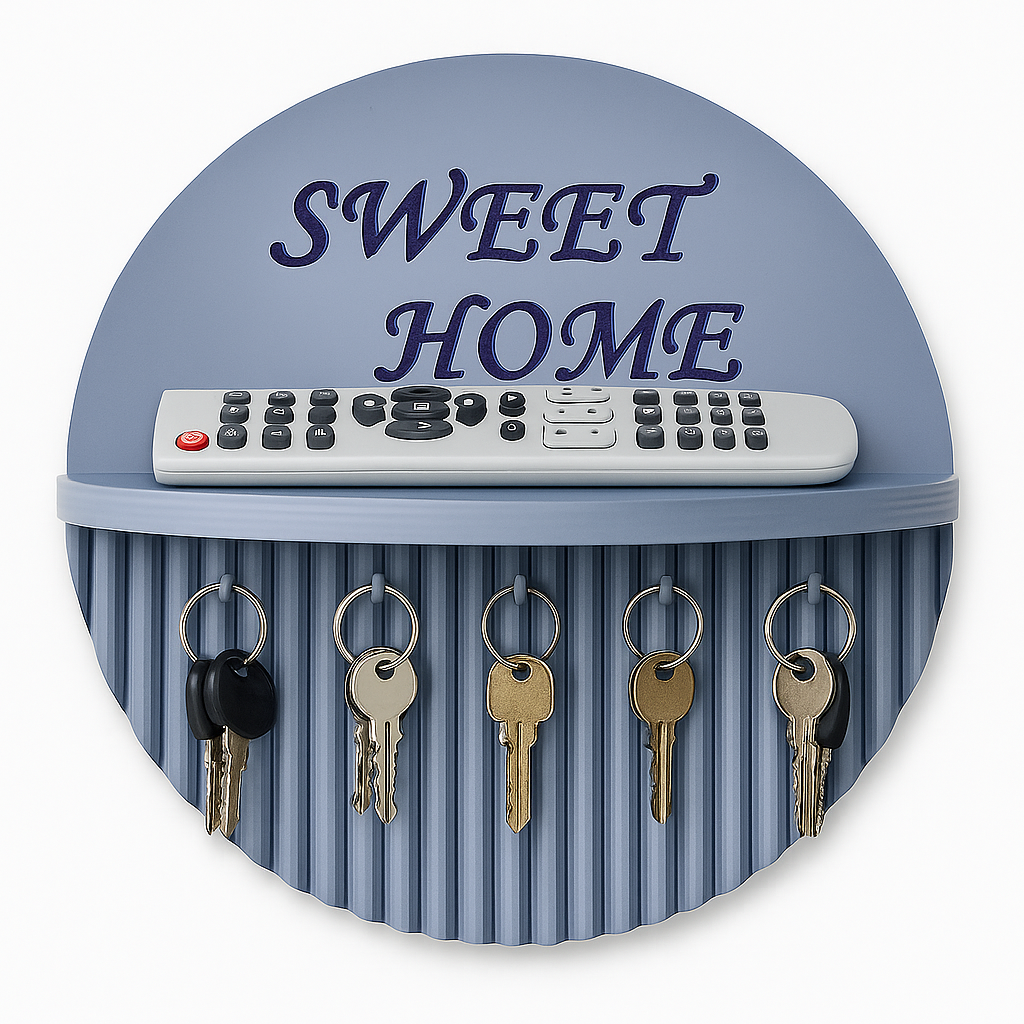 10 Inch Modern Grey Key Holder with Quotes – 5 Hooks & Storage Shelf | Fireproof & Durable Wall Organizer