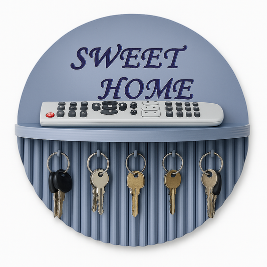 10 Inch Modern Grey Key Holder with Quotes – 5 Hooks & Storage Shelf | Fireproof & Durable Wall Organizer