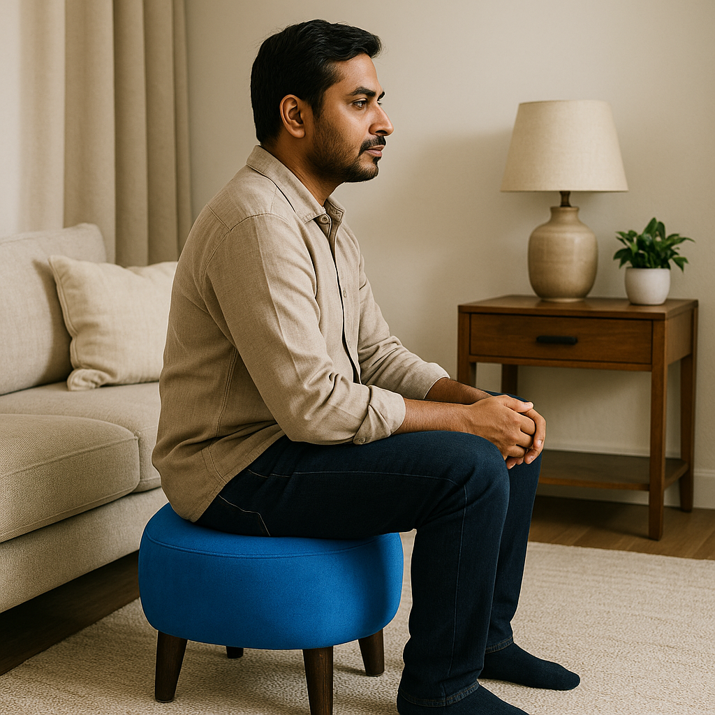 Sinecraft Creations Ottoman for living room - Premium Blue (40cm Footstool)