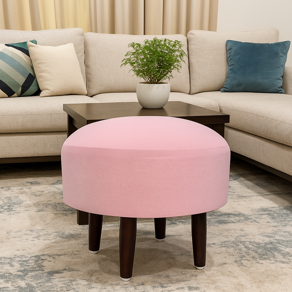 Sinecraft Creations Ottoman for living Room - Baby Pink (40 CM)