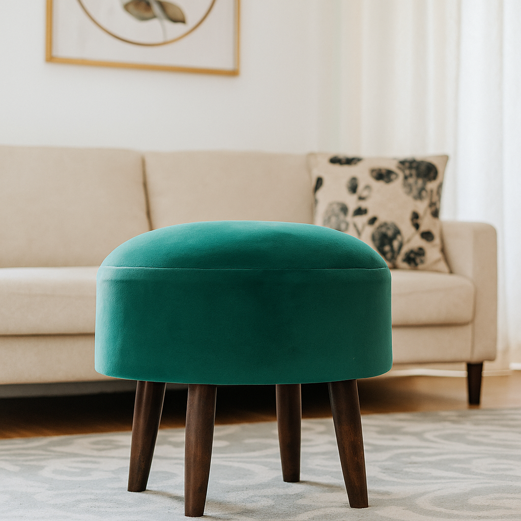 Sinecraft Creations Ottoman for living Room- Teal Green (40CM)
