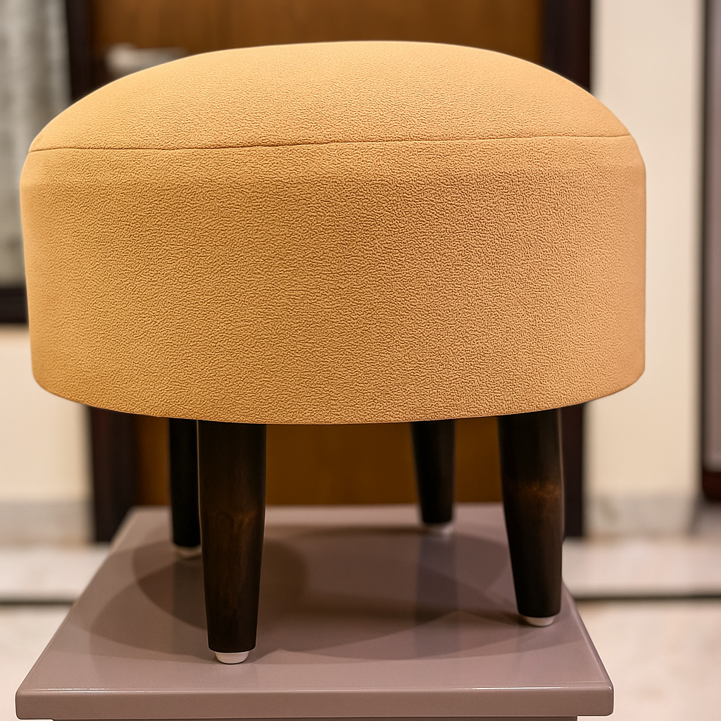 Sinecraft Creations Ottoman for living Room-Camel Beige Textured Fabric (40CM)