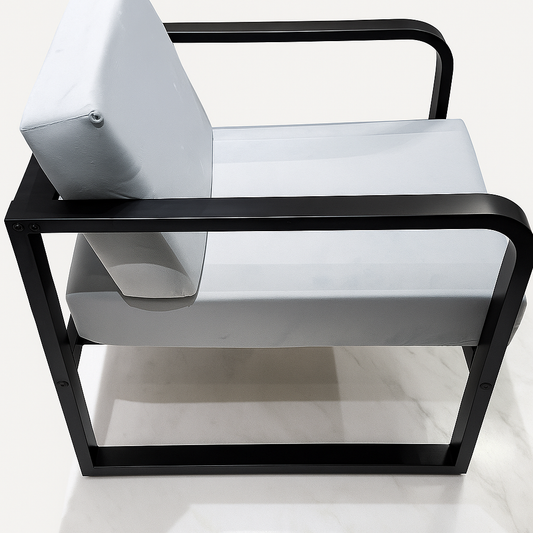 Handcrafted Wrought Iron Chair with Light Grey Cushion | Powder-Coated Premium Finish