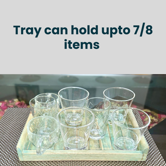 Premium Medium Wooden Serving Tray – Elegant Multipurpose Tray for Kitchen & Dining – Aqua Green(12X8 Inches)