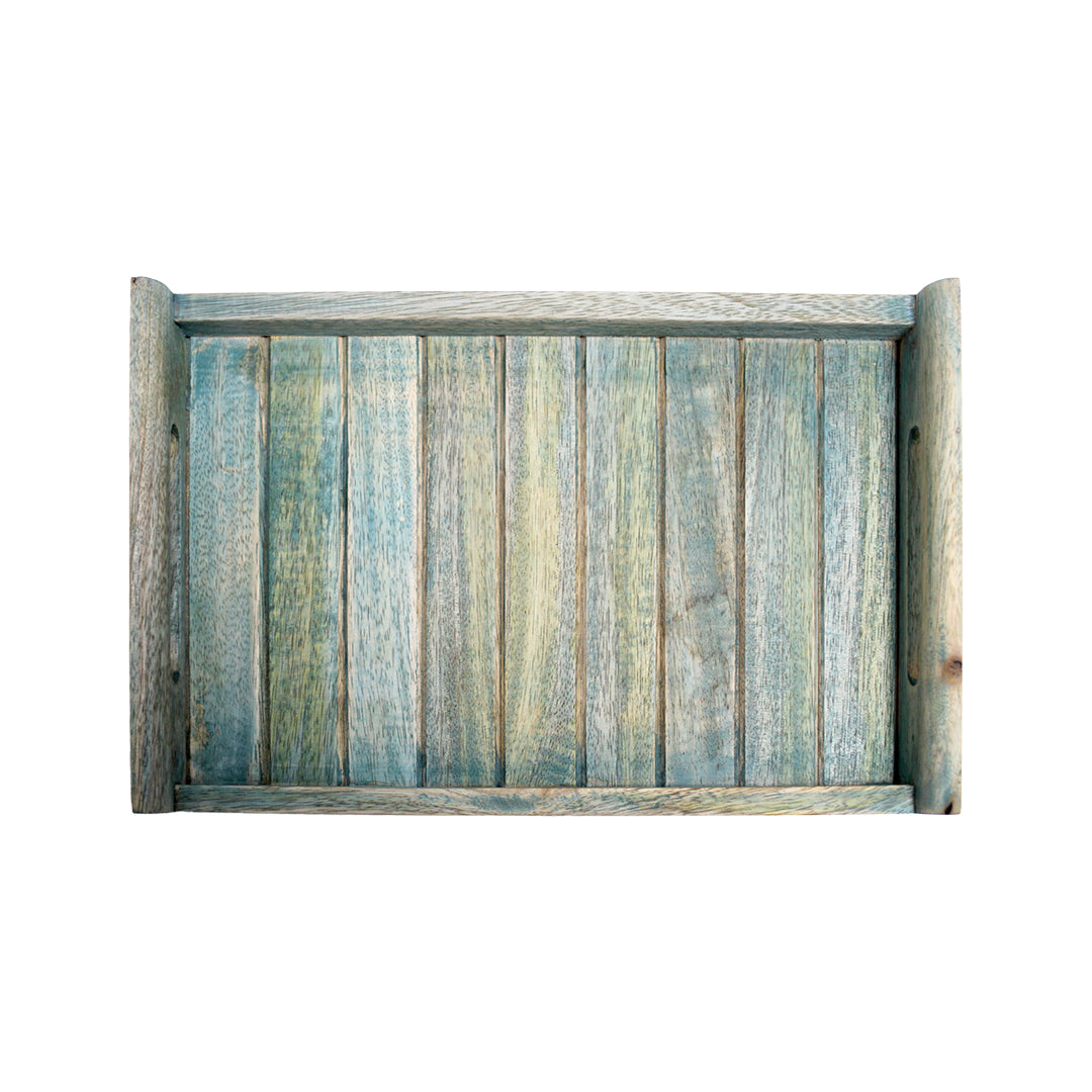 Premium Medium Wooden Serving Tray – Elegant Multipurpose Tray for Kitchen & Dining – Aqua Green(12X8 Inches)