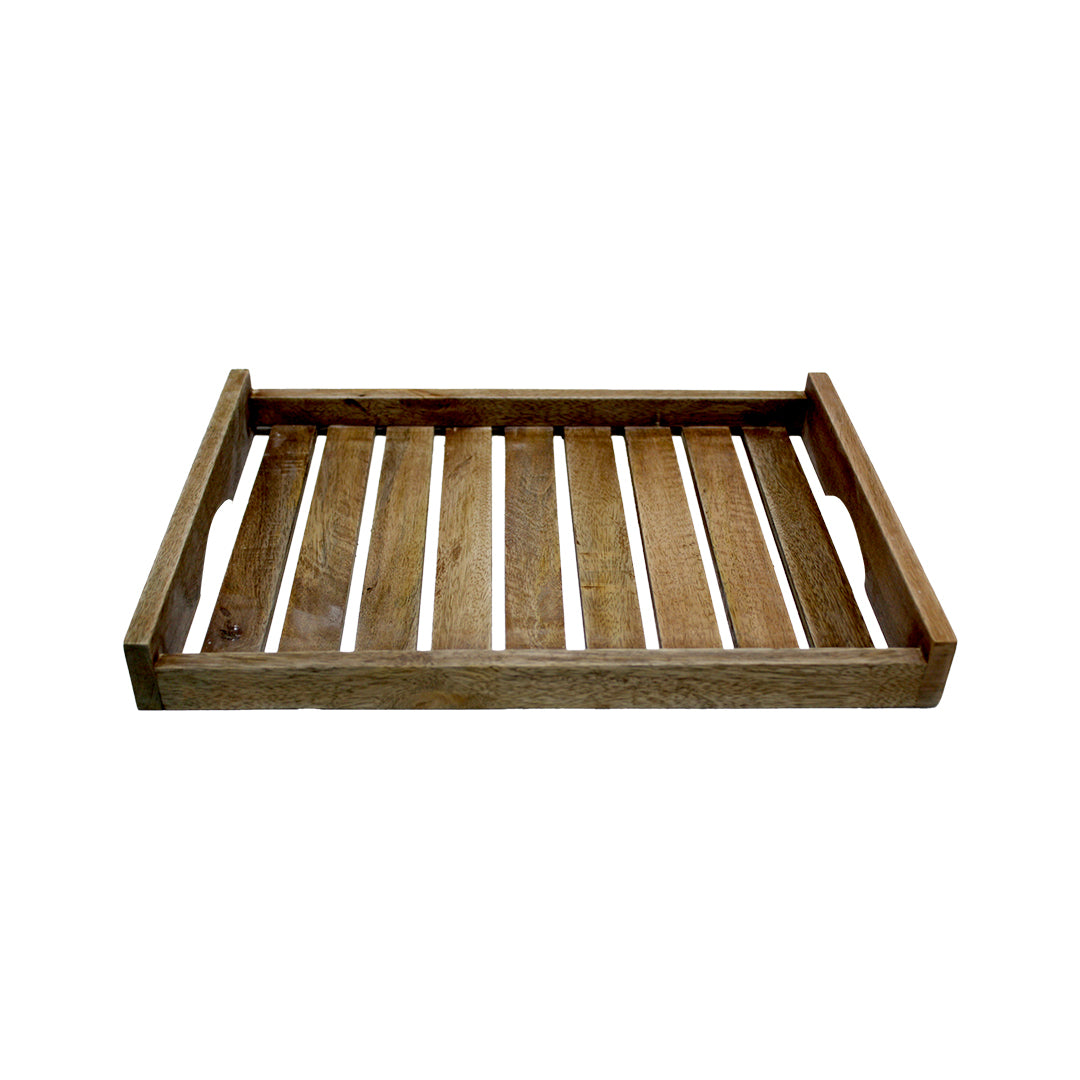 Premium Set of 3 Wooden Serving Trays – Elegant Multipurpose Trays Classic Wood Finish for Kitchen & Dining