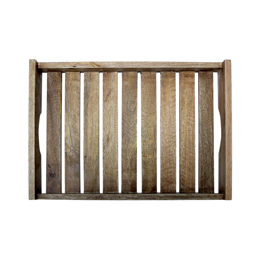 Premium Set of 3 Wooden Serving Trays – Elegant Multipurpose Trays Classic Wood Finish for Kitchen & Dining