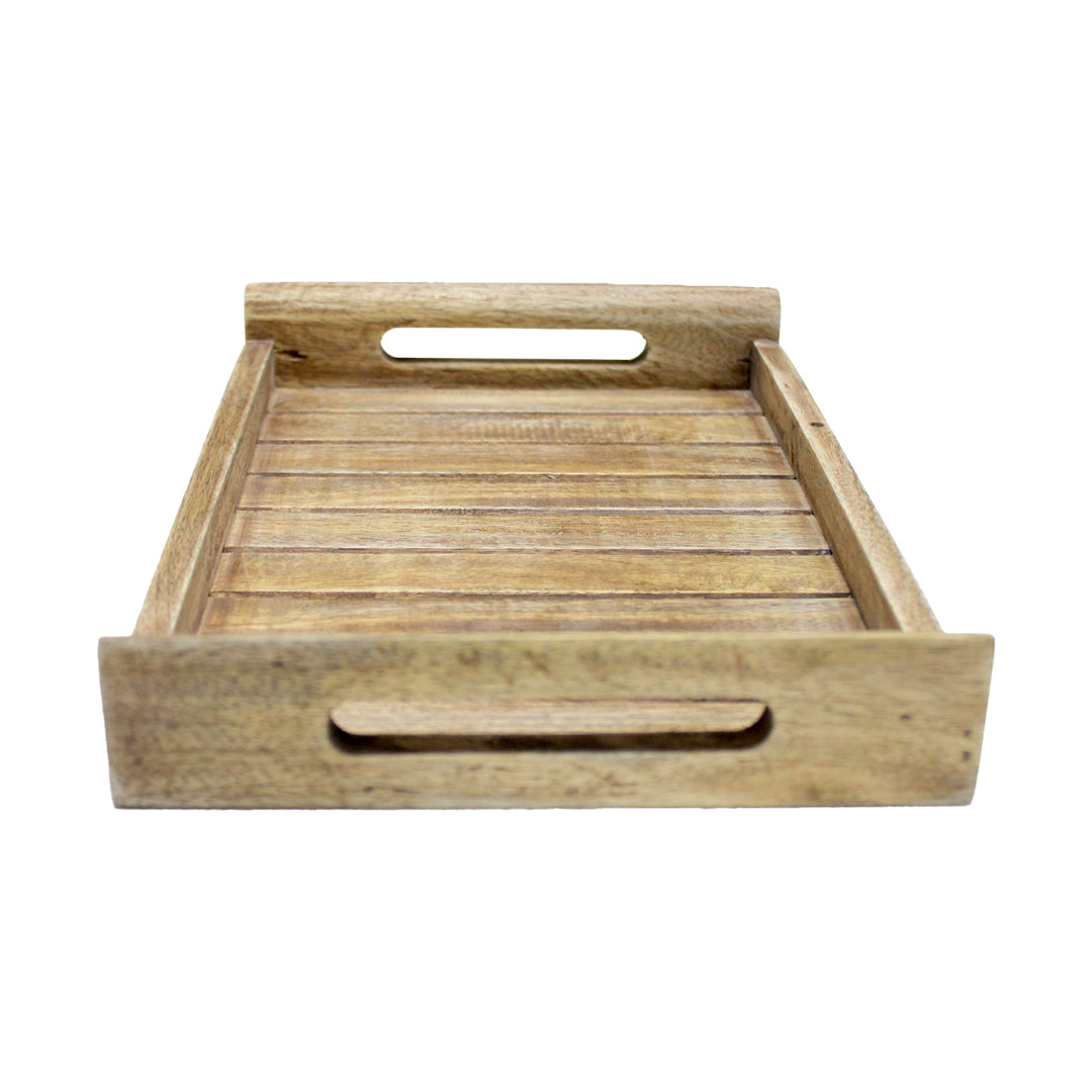 Premium Medium Wooden Serving Tray – Classic Wood Finish Multipurpose Tray for Kitchen & Dining