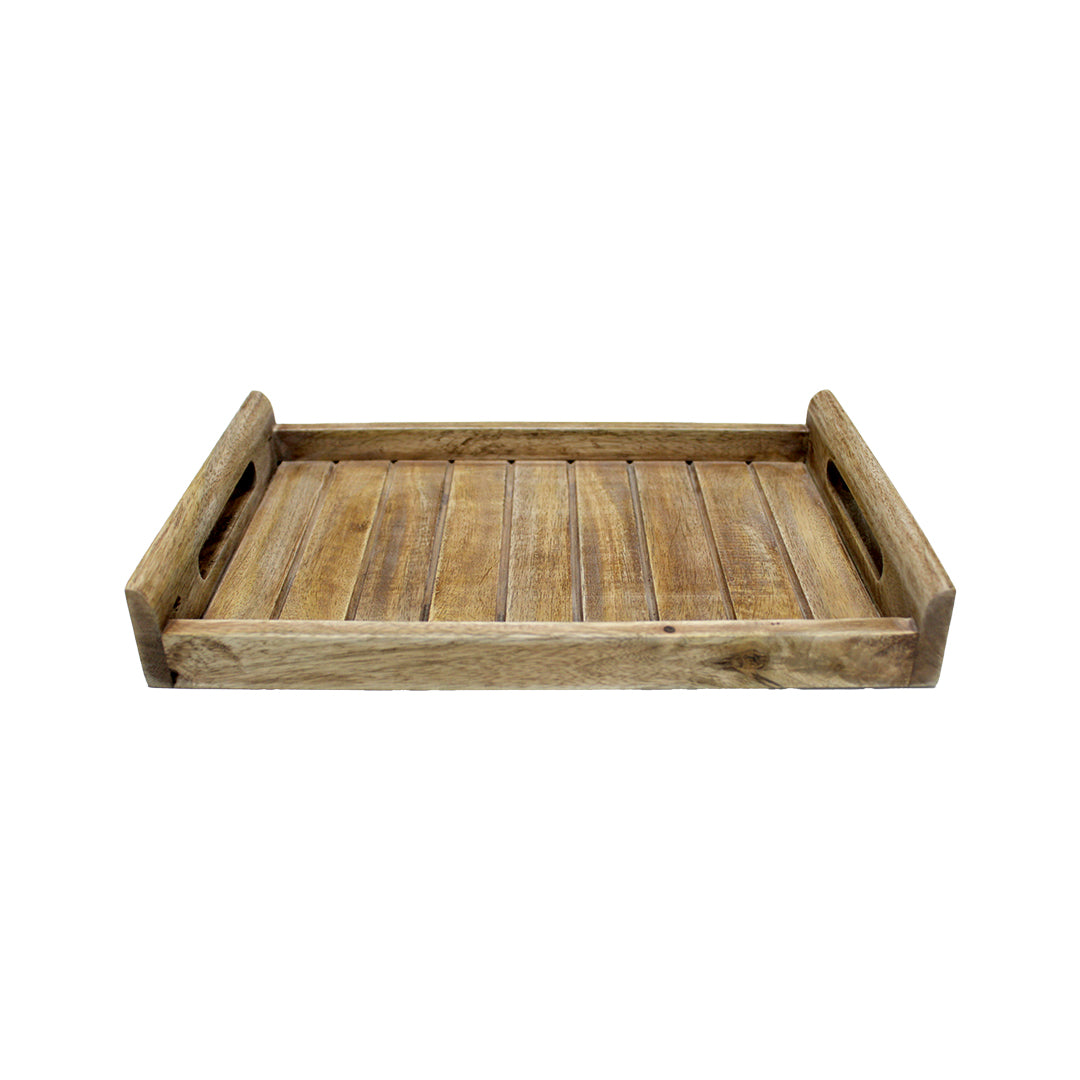 Premium Medium Wooden Serving Tray – Classic Wood Finish Multipurpose Tray for Kitchen & Dining