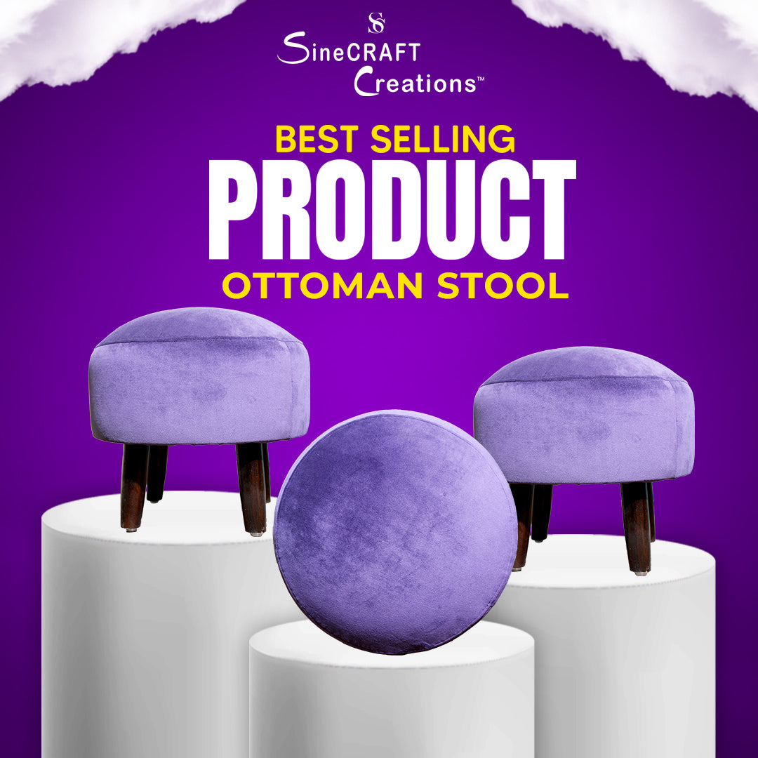 Sinecraft Creations Ottoman for living room - 14 Inch Purple Color (Footstool)