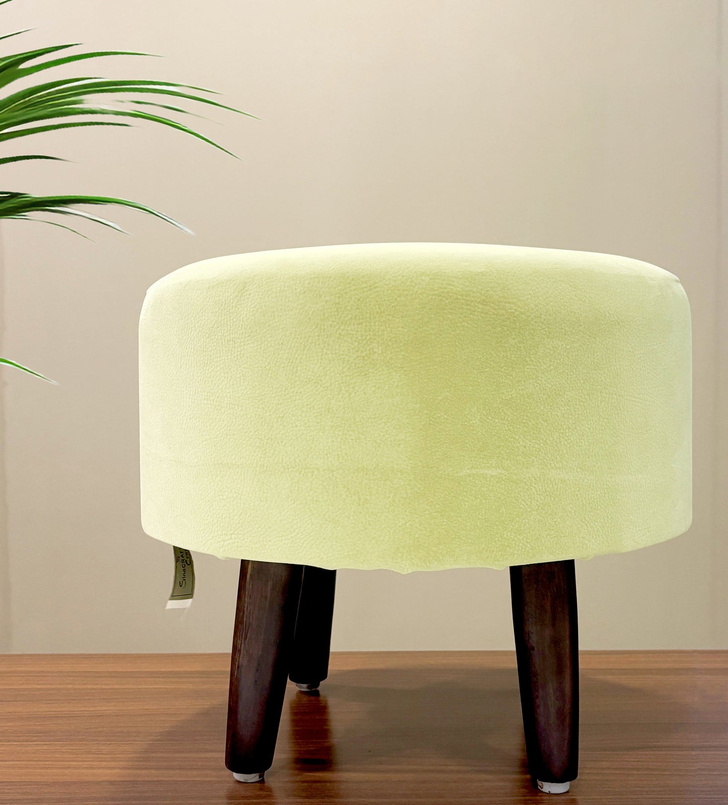 SineCRAFT Creations Ottoman Stool for Living Room - footrest with 4 Wooden Legs 14 Inch Pistachio Green