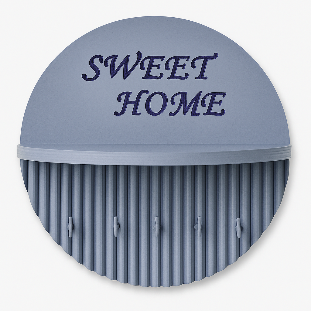 10 Inch Modern Grey Key Holder with Quotes – 5 Hooks & Storage Shelf | Fireproof & Durable Wall Organizer