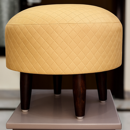 Sinecraft Creations Ottoman for living Room- Beige Quilted Pattern(40CM)
