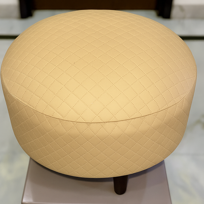 Sinecraft Creations Ottoman for living Room- Beige Quilted Pattern(40CM)