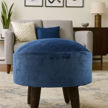 Sinecraft Creations Ottoman for Living Room- Denim Blue Color (40CM)