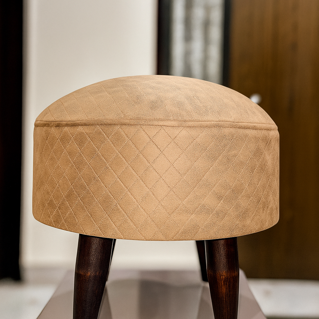 Sinecraft Creations Ottoman for Living Room- Camel Brown Quilted (40 CM)