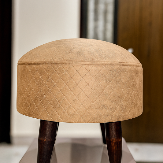 Sinecraft Creations Ottoman for Living Room- Camel Brown Quilted (40 CM)