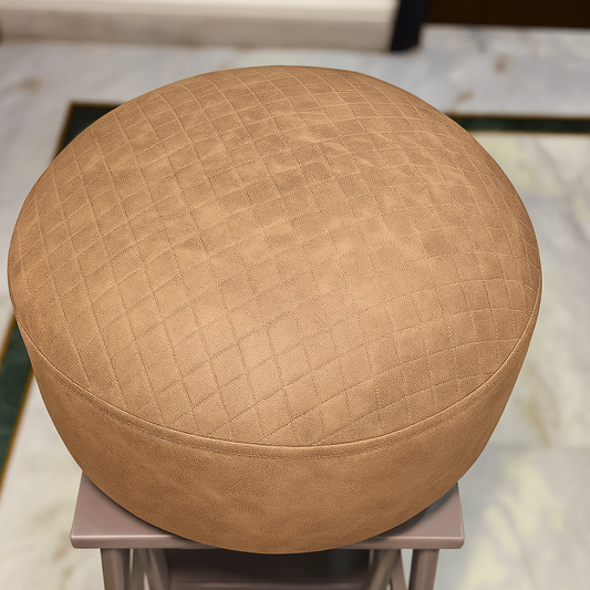 Sinecraft Creations Ottoman for Living Room- Camel Brown Quilted (40 CM)
