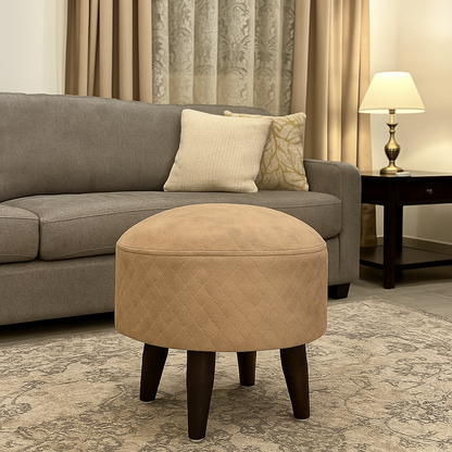 Sinecraft Creations Ottoman for Living Room- Camel Brown Quilted (40 CM)