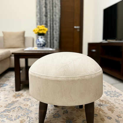 Sinecraft Creations Ottoman for Living Room- Ivory Silver (40CM)