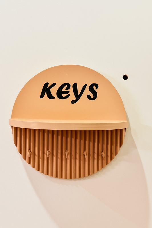 10 Inch Modern Beige Key Holder with Quotes – 5 Hooks & Storage Shelf(Beige Color) |Fireproof