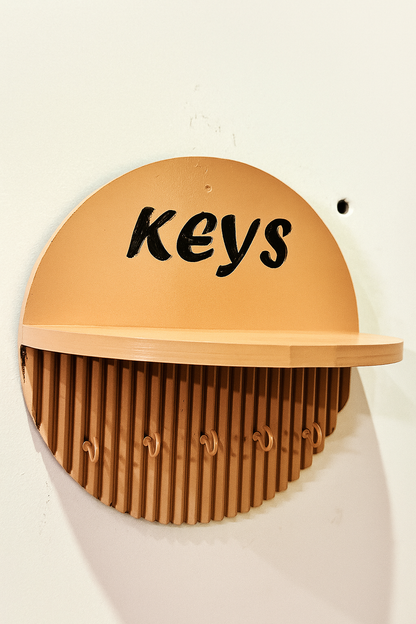 10 Inch Modern Beige Key Holder with Quotes – 5 Hooks & Storage Shelf(Beige Color) |Fireproof