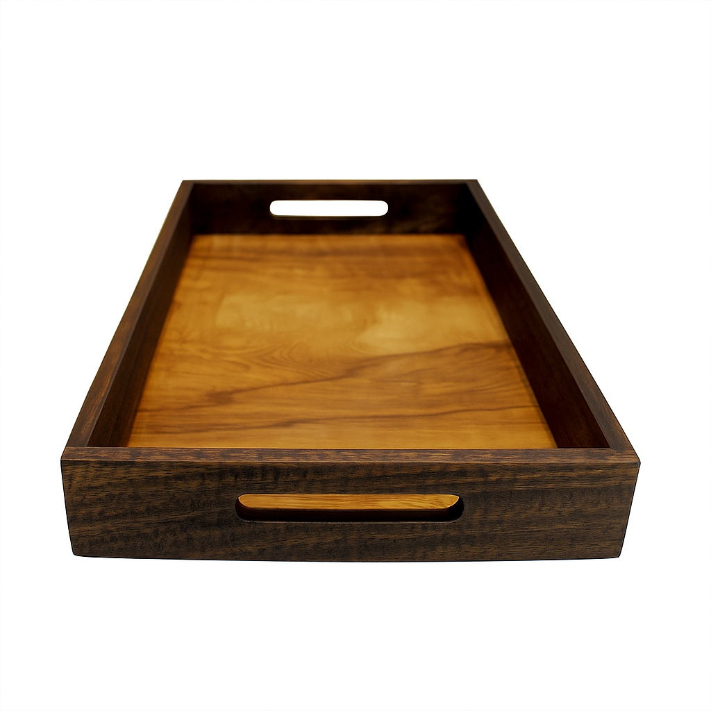 Premium Large Wooden Serving Tray – Elegant Multipurpose Tray for Kitchen & Dining – Rustic Mahogany Brown | Sinecraft Creations
