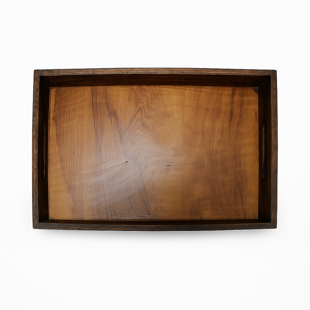 Premium Large Wooden Serving Tray – Elegant Multipurpose Tray for Kitchen & Dining – Rustic Mahogany Brown | Sinecraft Creations