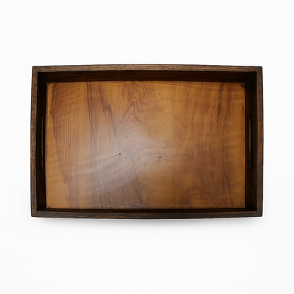 Premium Large Wooden Serving Tray – Elegant Multipurpose Tray for Kitchen & Dining – Rustic Mahogany Brown | Sinecraft Creations