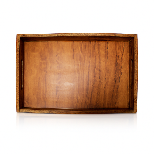 Premium Large Wooden Serving Tray – Elegant Multipurpose Tray for Kitchen & Dining – Rustic Oakwood | Sinecraft Creations