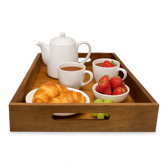 Premium Large Wooden Serving Tray – Elegant Multipurpose Tray for Kitchen & Dining – Rustic Oakwood | Sinecraft Creations