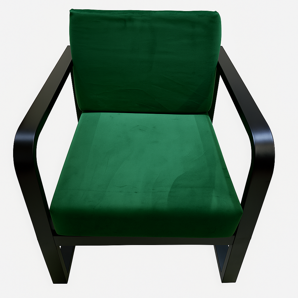 Handcrafted Wrought Iron Chair with Teal Green Cushions – Powder-Coated Premium Finish