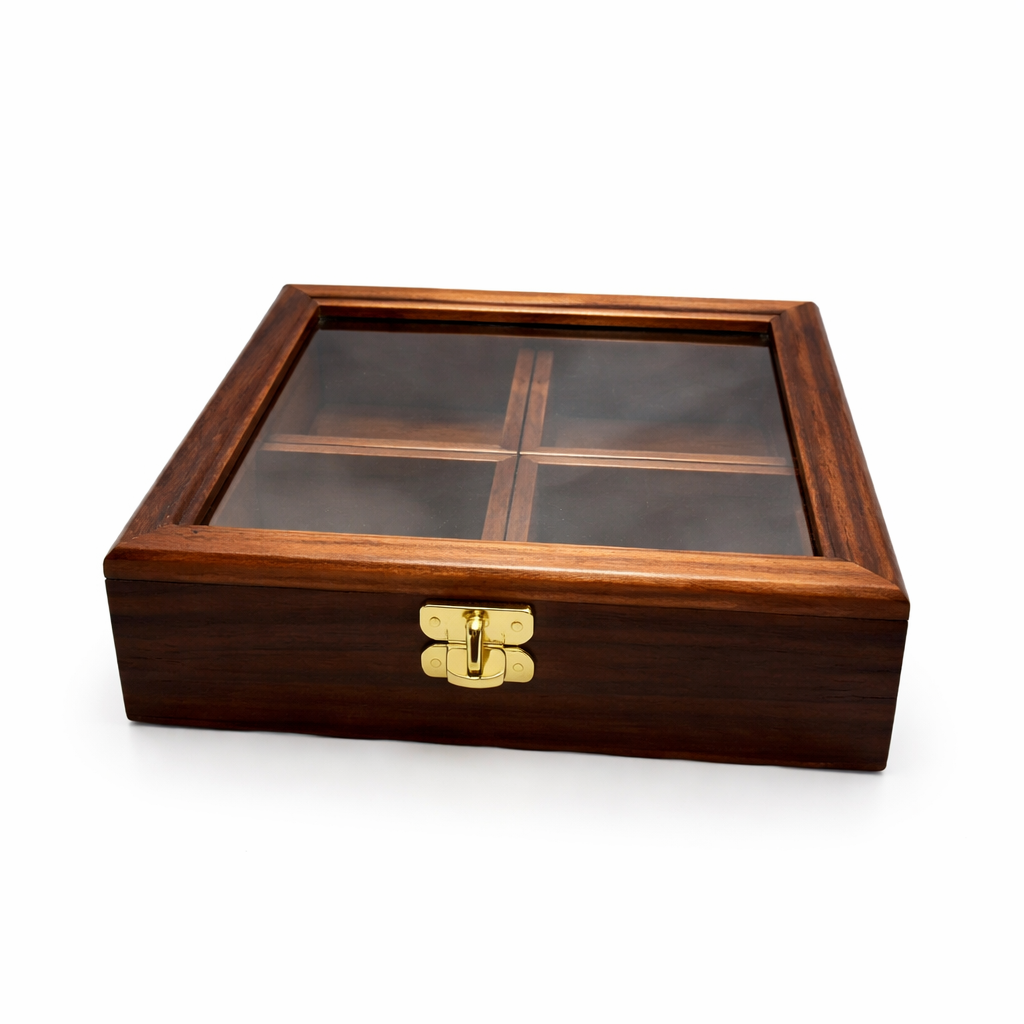 Sheesham Wood Multipurpose Masala Box 8 x 8 Inch | Organizer Box