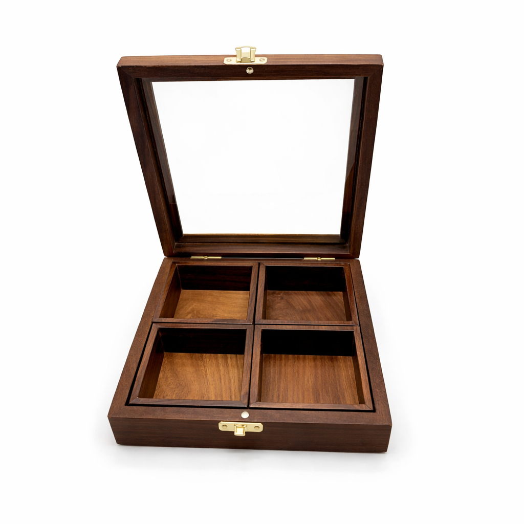 Sheesham Wood Multipurpose Masala Box 8 x 8 Inch | Organizer Box