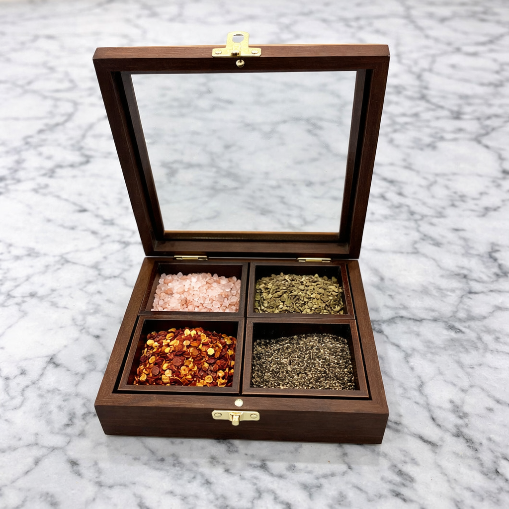 Sheesham Wood Multipurpose Masala Box 8 x 8 Inch | Organizer Box