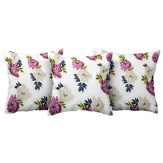 Cushion Covers 16X16 Inches (Floral White)