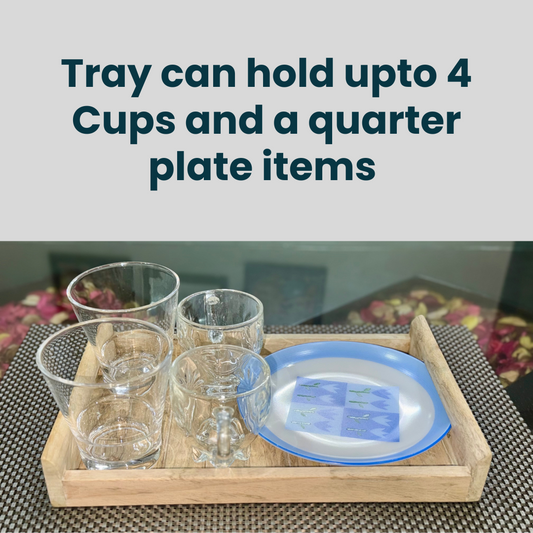 Premium Medium Wooden Serving Tray – Pine Wood Finish Multipurpose Tray for Kitchen & Dining