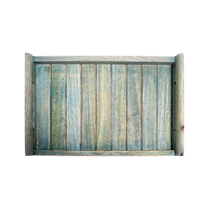Premium Medium Wooden Serving Tray – Elegant Multipurpose Tray for Kitchen & Dining – Aqua Green(12X8 Inches)