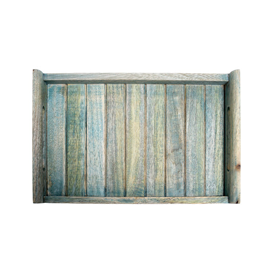 Premium Medium Wooden Serving Tray – Elegant Multipurpose Tray for Kitchen & Dining – Aqua Green(12X8 Inches)