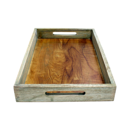 Premium Large Wooden Serving Tray – Elegant Multipurpose Tray for Kitchen & Dining-Aqua Green (16X10 Inches)
