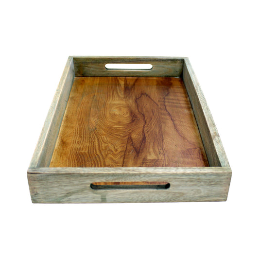 Premium Large Wooden Serving Tray – Elegant Multipurpose Tray for Kitchen & Dining-Aqua Green (16X10 Inches)
