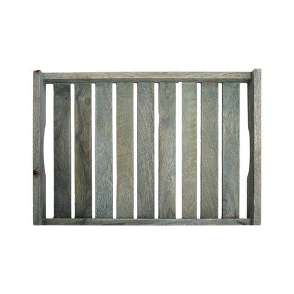 Premium Set of 3 Wooden Serving Trays – Elegant Multipurpose Trays for Kitchen & Dining – Aqua Green