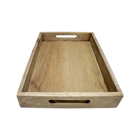 Premium Large Wooden Serving Tray – Classic Wood Finish Multipurpose Tray for Kitchen & Dining(16X10 Inches)