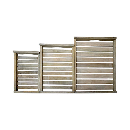 Premium Set of 3 Wooden Serving Trays – Multipurpose Trays in Pine Wood Finish for Kitchen & Dining