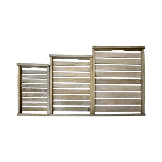 Premium Set of 3 Wooden Serving Trays – Multipurpose Trays in Pine Wood Finish for Kitchen & Dining