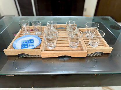 Premium Set of 3 Wooden Serving Trays – Elegant Multipurpose Trays  Classic Wood Finish for Kitchen & Dining