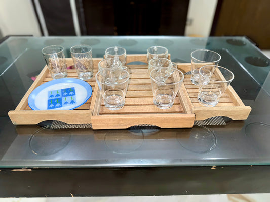 Premium Set of 3 Wooden Serving Trays – Elegant Multipurpose Trays  Classic Wood Finish for Kitchen & Dining