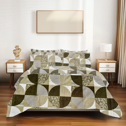 SineCRAFT Creations Double Bed Bedsheets 90X100 Inches 240 TC Glace Cotton King Size with 2 Pillow Covers(Geometrical)