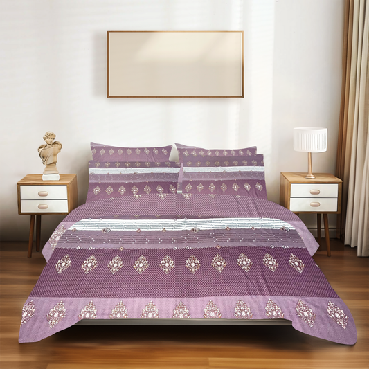 SineCRAFT Creations Double Bed Bedsheets 90X100 Inches 240 TC Glace Cotton King Size with 2 Pillow Covers (Royal Purple)